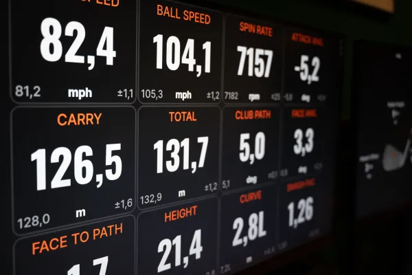 TrackMan-Daten auf dem Bildschirm in der BirdieZone